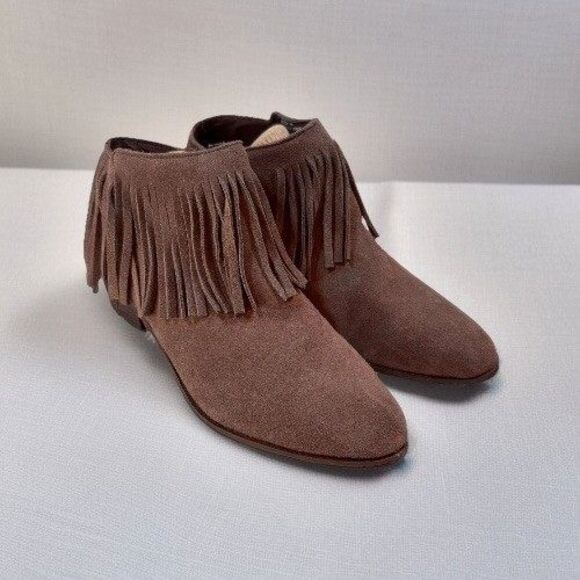 Steve Madden Womens Patzee Boot Size 7 Brown Suede‎ Fringe Bootie Low Block Heel - Picture 2 of 14
